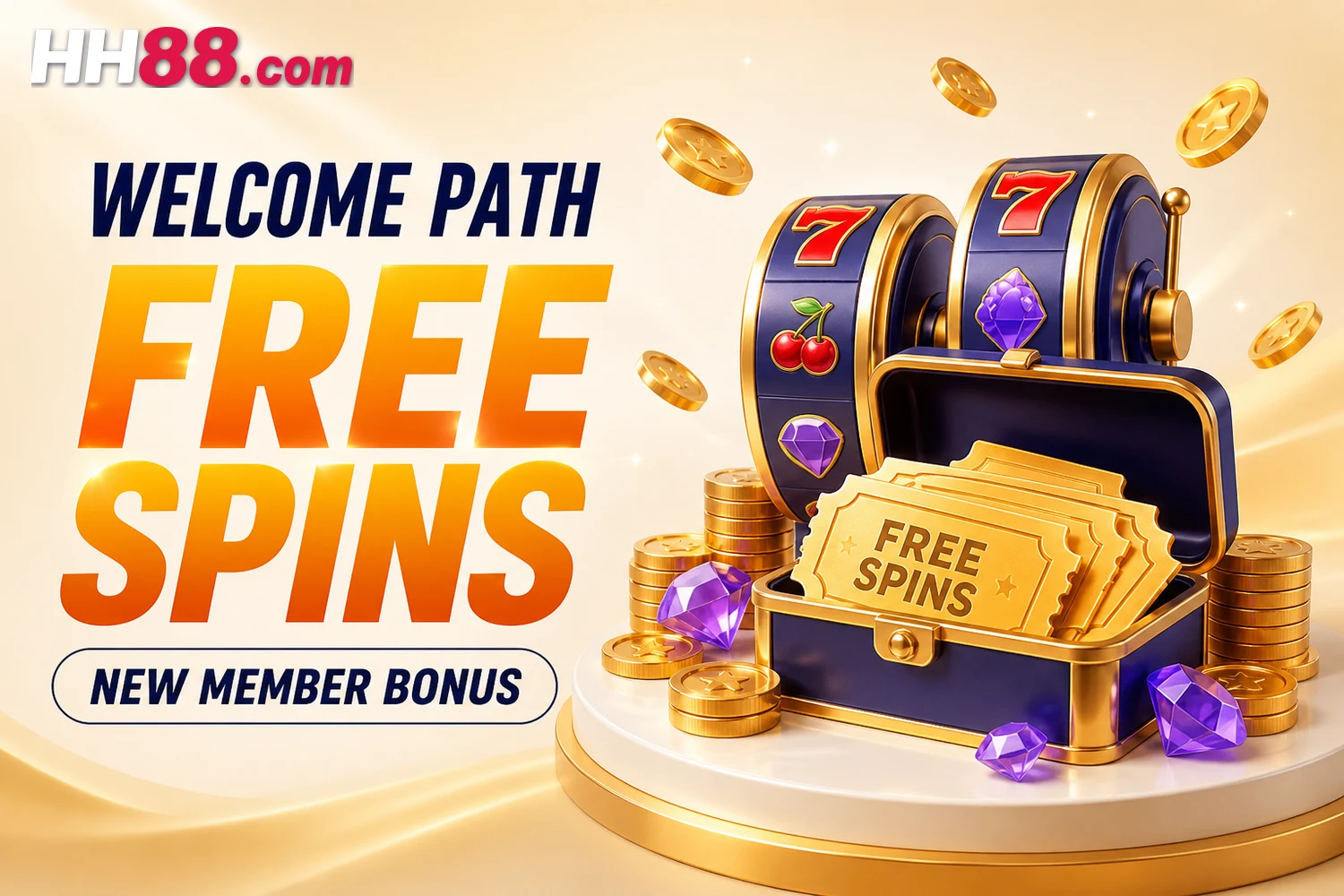 HH88 welcome path free spins visual
