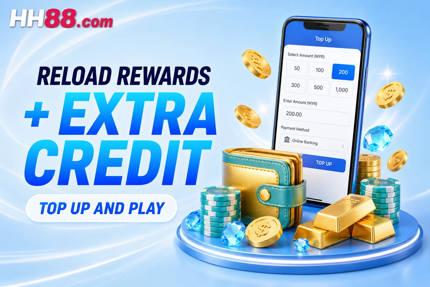 HH88 reload rewards and extra credit visual